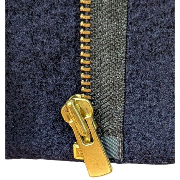 Maje Leather Collar Trim Coat Women's S EU 36 Wool & Calf Skin in Navy & Black - Picture 9 of 12